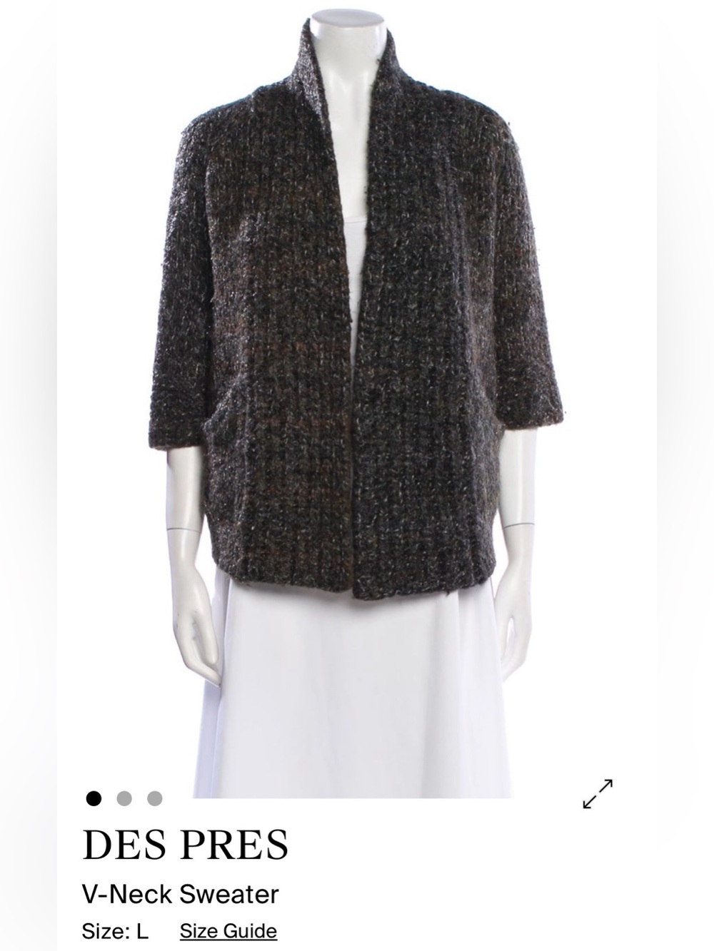 DES PRES Textured Open Front Short Jacket in Charcoal Blend